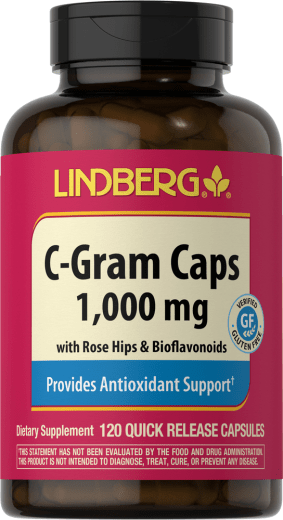 C-Gram Caps, 1000 mg, con escaramujo y bioflavonoides, 120 Cápsulas de liberación rápida