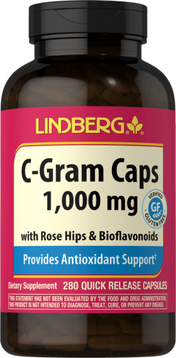 C-Gram 1000 mg mit Hagebutten und Bioflavonoiden, 280 Kapseln mit schneller Freisetzung