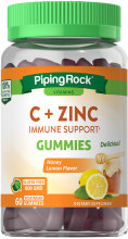 Gommes à mâcher Vitamine C + Zinc pour le soutien du système immunitaire (arôme naturel miel citron), 60 Gommes végératiennes