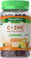 C + Zinc Immune Support Gummies (Natural Honey Lemon), 60 Vegetarian Gummies