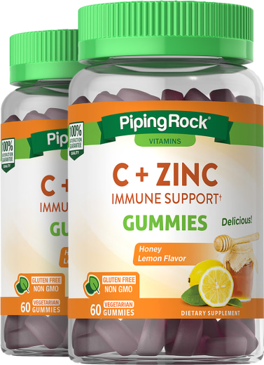 C + Zinc Immune Support (Honey Lemon), 60 Vegetarian Gummies, 2  Bottles