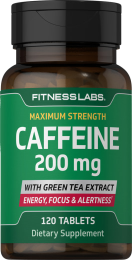 Cafeína, 200 mg, con extracto de té verde, 120 Tabletas