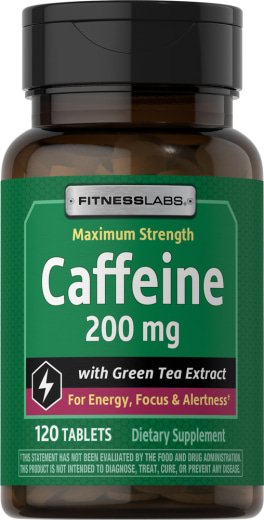 Kafein 200 mg dengan Ekstrak Teh Hijau, 120 Tablet