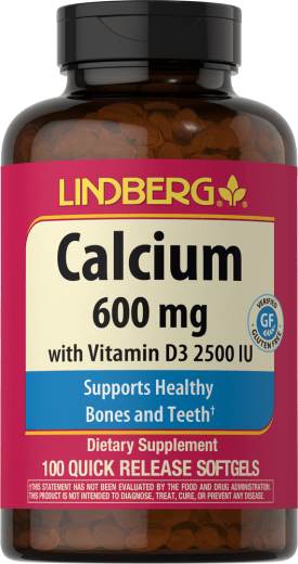 Kalsium 600 mg med vitamin D3 2500 IE, 100 Hurtigvirkende myke geleer