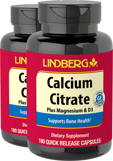 Kalsiyum Sitrat + D3 Vitamini & Magnezyum, 180 Hızlı Yayılan Kapsüller, 2  Şişeler