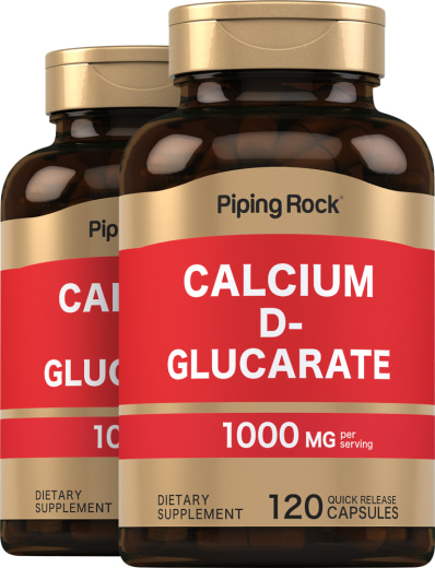 Kalcium D-glukarat , 1000 mg (pr. dosering), 120 Kapsler for hurtig frigivelse, 2  Flasker