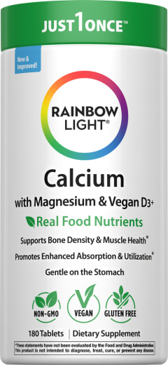 Calcium Magnesium and Vegan D3 + Real Food Nutrients, 180 Vegetarian Caplets