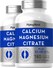 Citrate de calcium et magnésium plus D  (Cal 300mg/Mag 150mg/D3 400IU) (per serving), 180 Gélules à libération rapide, 2  Bouteilles