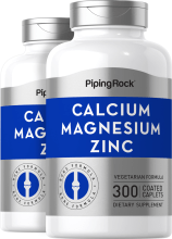 Calcium magnésium zinc  (Cal 1000mg/Mag 400mg/Zn 15mg) (per serving), 300 Petits comprimés enrobés, 2  Bouteilles