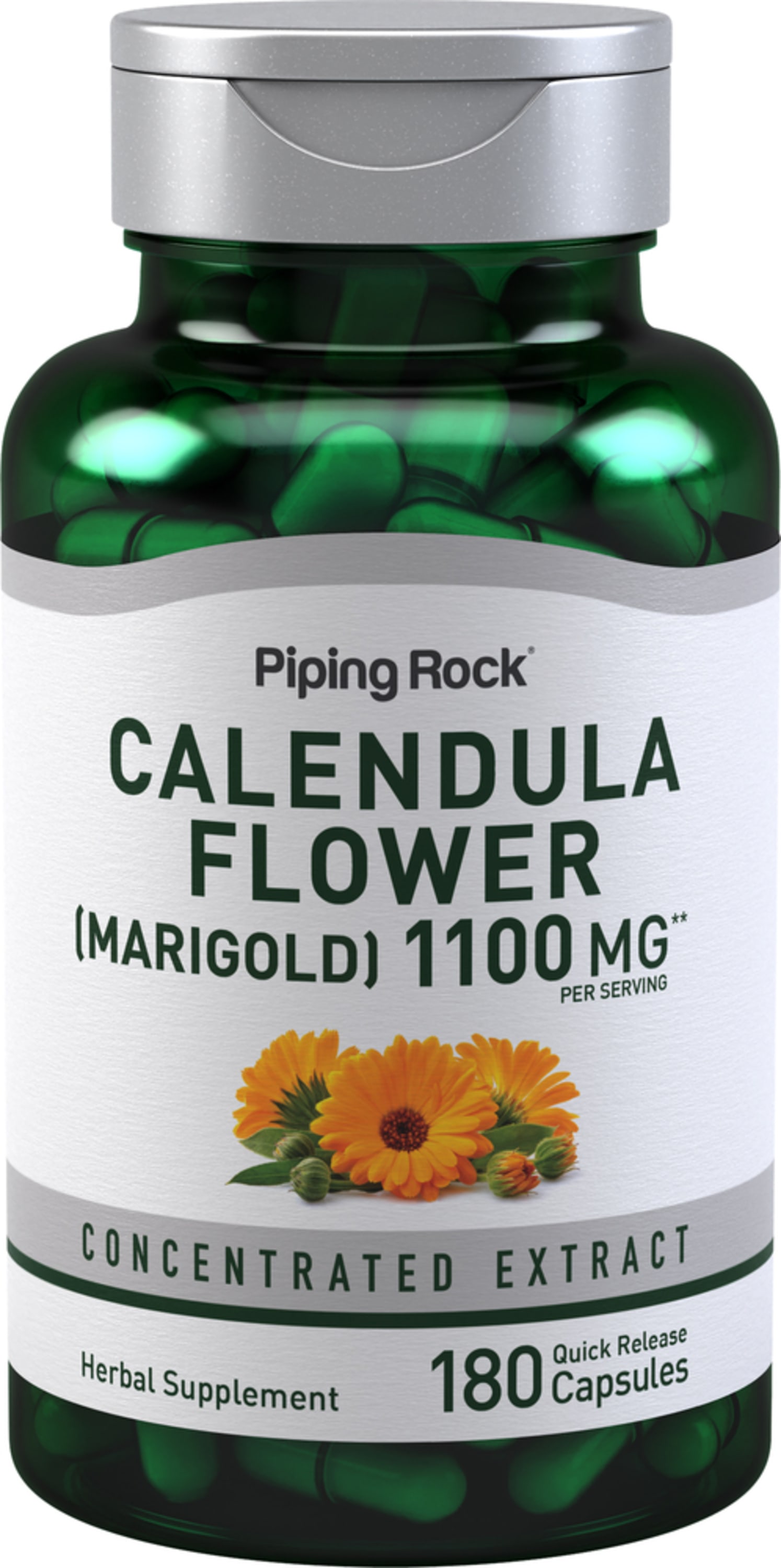 Calendula Flower (Marigold), 1100 mg (per serving), 180 Quick Release  Capsules | PipingRock Health Products