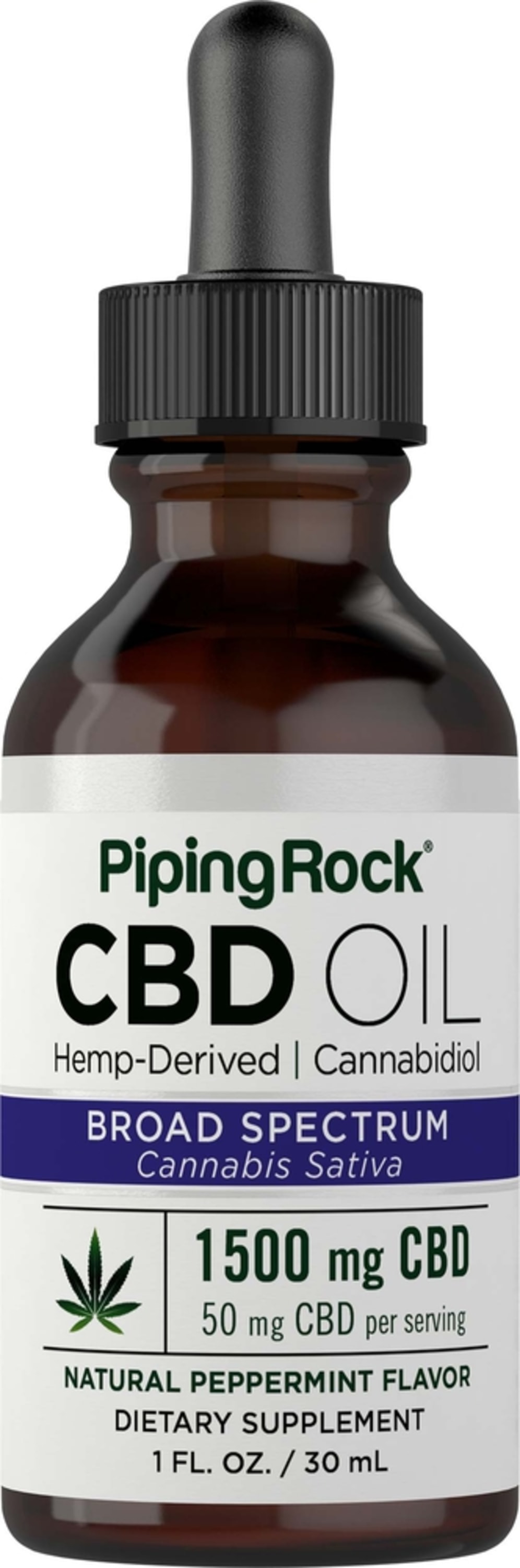 CBD Oil, mg (per serving), 1 fl oz (30 mL) Dropper Bottle | PipingRock Health Products