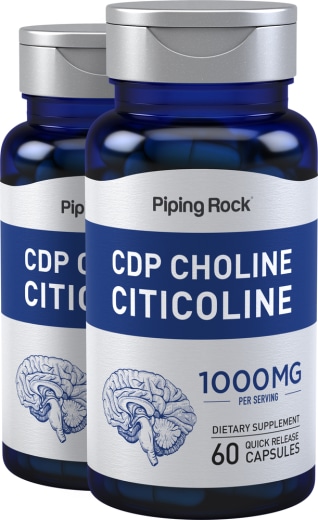 Citicoline (Elemen Panggil Balik) , 1000 mg (setiap sajian), 60 Kapsul Lepas Cepat, 2  Botol