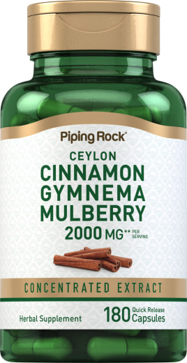 Kompleks z cynamonem gurmarem i morwą , 2000 mg (na porcję), 180 Kapsułki o szybkim uwalnianiu