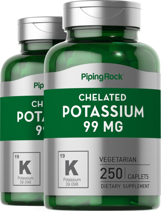 Chelated Potassium (Gluconate), 99 mg, 250 Caplets, 2  Bottles