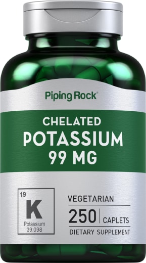 Quelato de potássio (gluconato), 99 mg, 250 Vegetariana Comprimidos oblongos