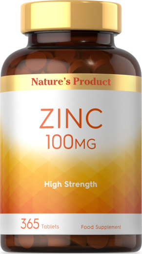 Chelated Zinc (Gluconate), 100 mg (per dose), 365 Vegan Tablets