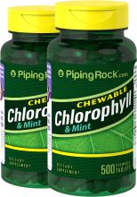 Chlorophylle et menthe à mâcher (Double Force), 500 Comprimés à croquer, 2  Bouteilles
