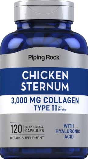 Kolagen typu II pochodzący z kurczaka z kwasem hialuronowym, 3000 mg (na porcję), 120 Kapsułki o szybkim uwalnianiu