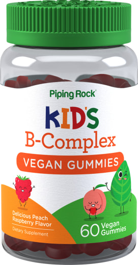 Gummibärchen für Kinder B-Komplex (Köstliche Pfirsich-Himbeere), 60 Vegane Gummibärchen