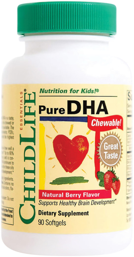 Cápsulas masticables de DHA concentrado para niños, sabor fresa, 90 Perlas