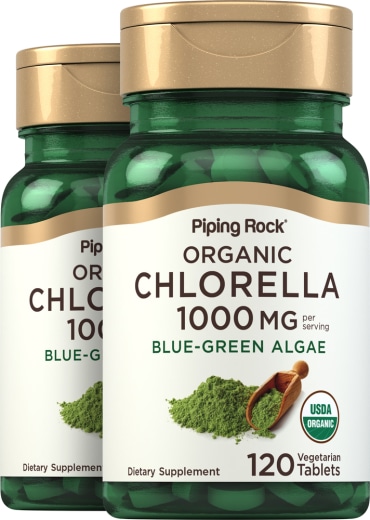Chlorella gebrochene Zellwand, 1000 mg (pro Portion), 120 Vegetarische Tabletten, 2  Flaschen