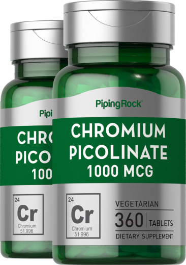 Picolinato de cromo Ultra , 1000 mcg, 360 Tabletas, 2  Botellas/Frascos