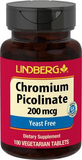 Picolinato de cromo , 200 mcg, 100 Tabletas vegetarianas