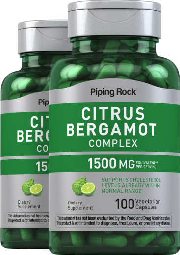 Complexo de bergamota cítrica, 1500 mg (por dose), 100 Cápsulas vegetarianas, 2  Frascos