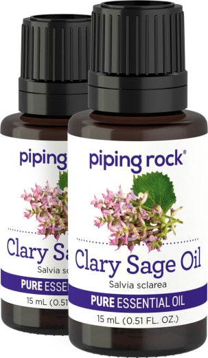 Clary Sage Pure Essential Oil (GC/MS Tested), 1/2 fl oz (15 mL) Dropper Bottle, 2  Dropper Bottles