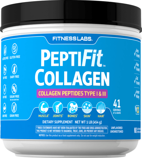 PeptiFit Collagen, péptidos de colágeno tipo I y III, 1 lb (454 g) Botella/Frasco