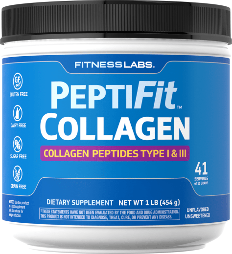 PeptiFit-kollageenipeptidit, tyypit I ja III, 1 lb (454 g) Pullo