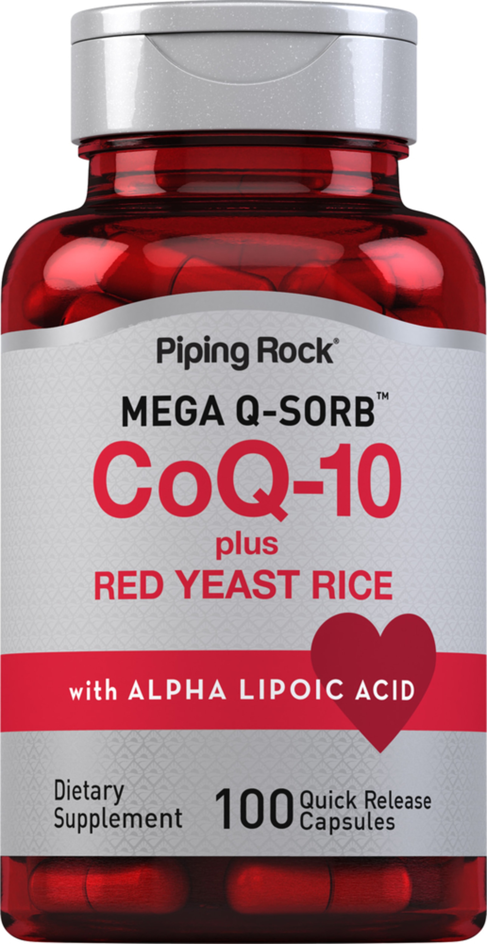mastermind erstatte Furnace CoQ10 with Red Yeast Rice | 100 Capsules | PipingRock Health Products