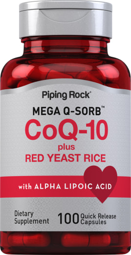 CoQ10 com levedura de arroz vermelho, 100 Cápsulas de Rápida Absorção