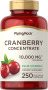 蔓越莓濃縮物加維生素 C, 10,000 毫克 (每份), 250 快速釋放膠囊