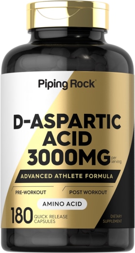D-Aspartic Acid, 3000 mg (por dose), 180 Cápsulas de Rápida Absorção