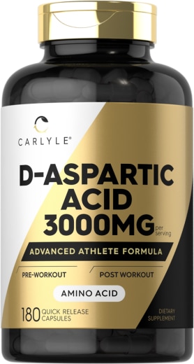 D Aspartic Acid, 3000 mg (ต่อการเสิร์ฟ), 180 แคปซูลแบบปล่อยตัวยาเร็ว