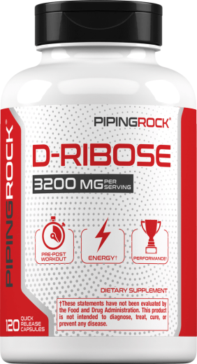 D-Ribose บริสุทธิ์ 100%, 3200 mg (ต่อการเสิร์ฟ), 120 แคปซูลแบบปล่อยตัวยาเร็ว