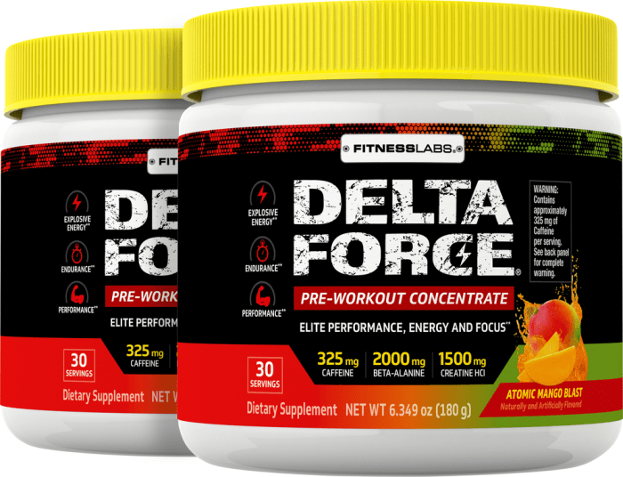 Delta Force Pre-Workout Concentrate Powder (Atomic Mango Blast), 6.34 oz (180 g) Bottle, 2  Bottles