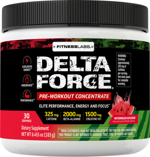 Concentrado en polvo para antes de hacer ejercicio Delta Force (Sabor Watermelon Explosion), 6.45 oz (183 g) Botella/Frasco