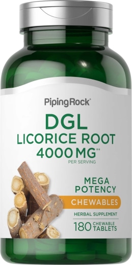 DGL Licorice Root Chewable Mega Potency (Deglycyrrhizinated), 4000 mg, 180 Chewable Tablets