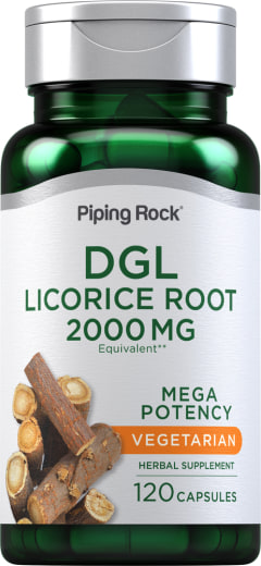 DGL Licorice Root Mega Potency (deglycyrrhizinert), 2000 mg, 120 Kapsler