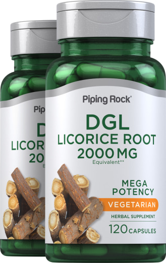 DGL Licorice Root Mega Potency (Deglycyrrhizinated), 2000 mg, 120 Capsules, 2  Bottles