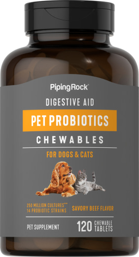 Bantuan pencernaan probiotik untuk Anjing & Kucing, 120 Tablet Boleh Kunyah