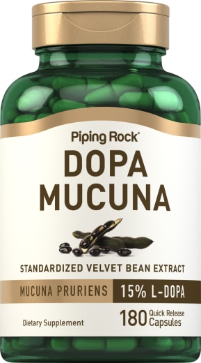 DOPA Mucuna Pruriens standardiseret, 350 mg, 180 Kapsler for hurtig frigivelse