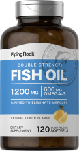 Huile de poisson à double concentration oméga-3 à saveur de citron, 1200 mg, 120 Capsules molles à libération rapide