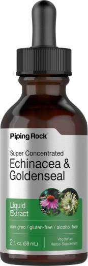 Ekstrak Cecair Echinacea & Goldenseal Glycerite Bebas Alkohol, 2 fl oz (59 mL) Botol Penitis