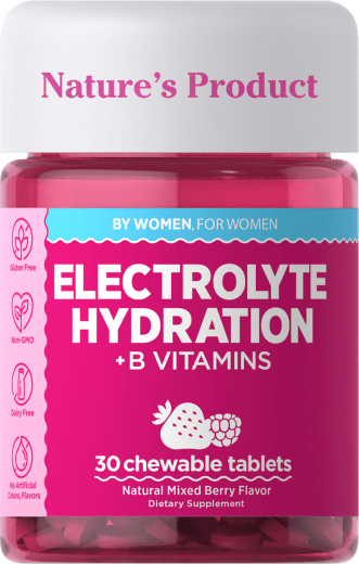 Electrolyte Hydration + B Vitamins (Natural Mixed Berry), 30 Tabletas masticables