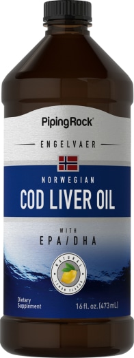 Óleo de Fígado de Bacalhau Norueguês Engelvaer (Sabor natural de limão), 16 fl oz (473 mL) Frasco