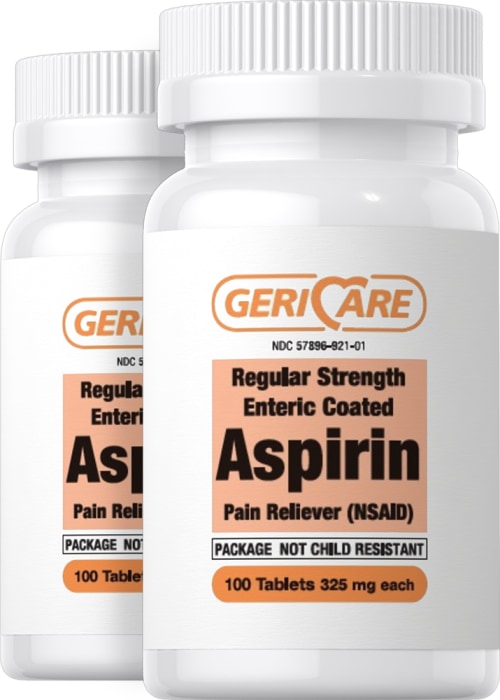 Enteric Coated Aspirin 325 mg, 100 Enteric Coated Tablets, 2  Bottles