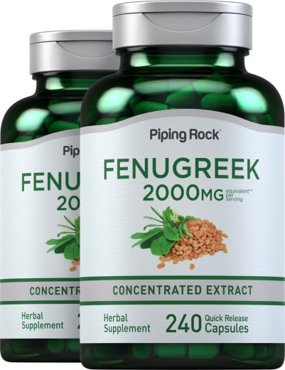 Fenegriek , 2000 mg (per portie), 240 Snel afgevende capsules, 2  Flessen
